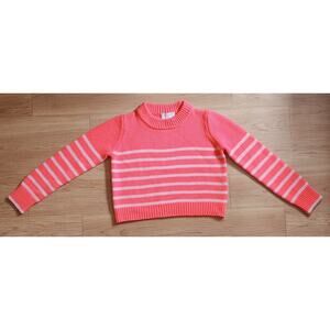 La Ligne Cropped Wool Cashmere Blend Striped Bright Pink/ Pink Sz Large